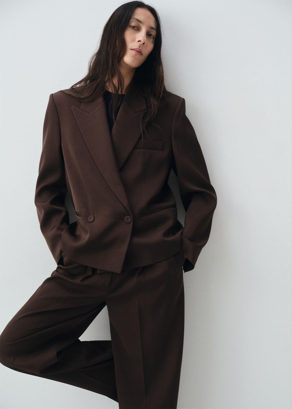 Double-breasted suit blazer