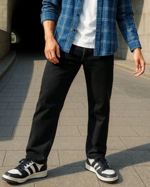 Men Black Dark Wash Slim Fit Jeans